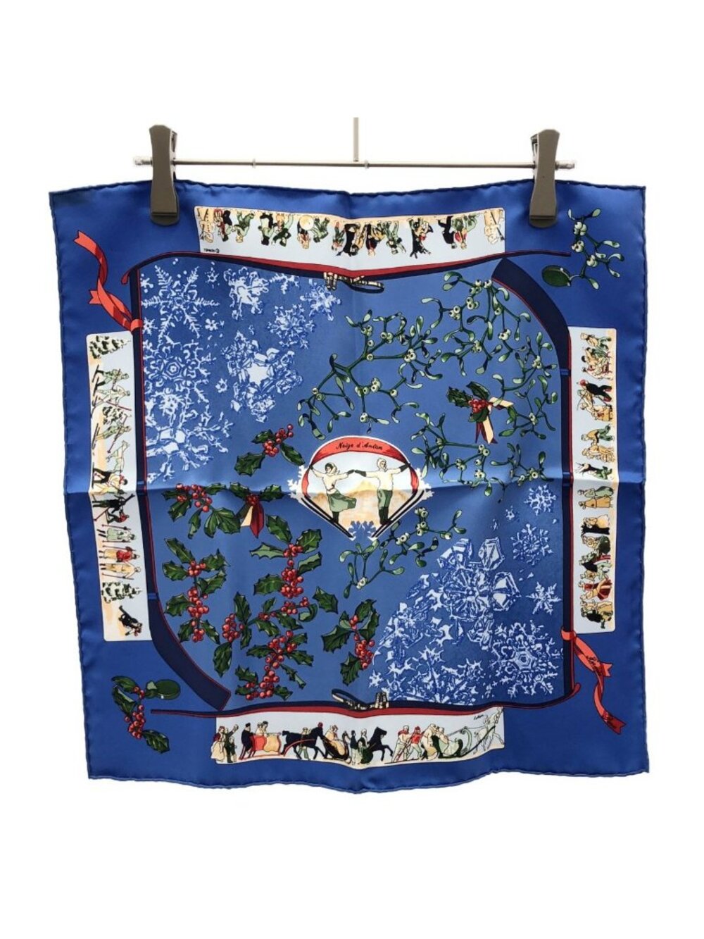 Hermes Carre 45 Neige D'antan Last Winter Scarf Blue